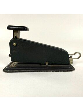 Vintage 1940s-50s Mid-Century Industrial Desk Stapler Metal Black Retro Office T